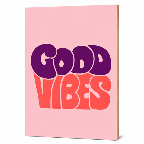 MyTinkly™-"Good Vibes" Wall Photo Plank | Premium MDF, Matte Laminated | Decorative Wall Hanging for Home, Bedroom & Office