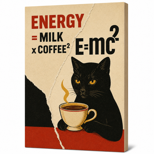 MyTinkly™-"Energy = Milk × Coffee² (E=MC²)" Wall Photo Plank | Premium MDF, Matte Laminated | Decorative Wall Hanging for Home, Bedroom & Office