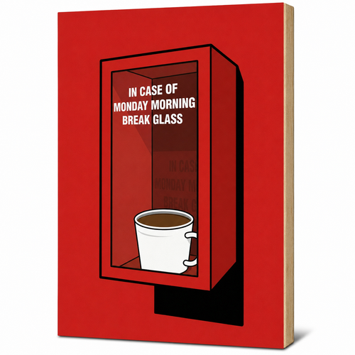 MyTinkly™-"In Case of Monday Morning, Break Glass" Wall Photo Plank | Premium MDF, Matte Laminated | Decorative Wall Hanging for Home, Bedroom & Office
