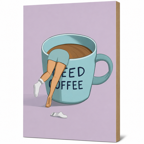 MyTinkly™-"Need Coffee" Wall Photo Plank | Premium MDF, Matte Laminated | Decorative Wall Hanging for Home, Bedroom & Office