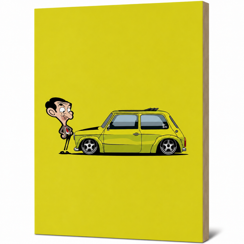 MyTinkly™-"Mr. Bean Car" Wall Photo Plank | Premium MDF, Matte Laminated | Decorative Wall Hanging for Home, Bedroom & Office