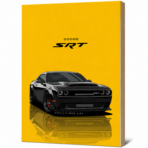 My Tinkly- "Dodge SRT" Wall Photo Plank | Premium MDF, Matte Laminated | Decorative Wall Hanging for Home, Bedroom & Office