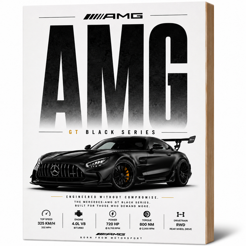 My Tinkly- "Mercedes-AMG" Wall Photo Plank | Premium MDF, Matte Laminated | Decorative Wall Hanging for Home, Bedroom & Office