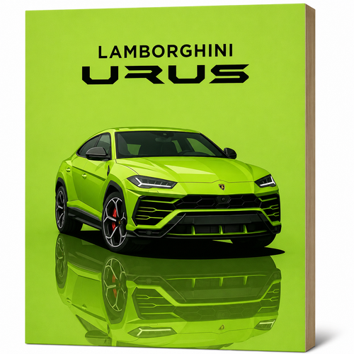 My Tinkly- "Lamborghini Urus" Wall Photo Plank | Premium MDF, Matte Laminated | Decorative Wall Hanging for Home, Bedroom & Office