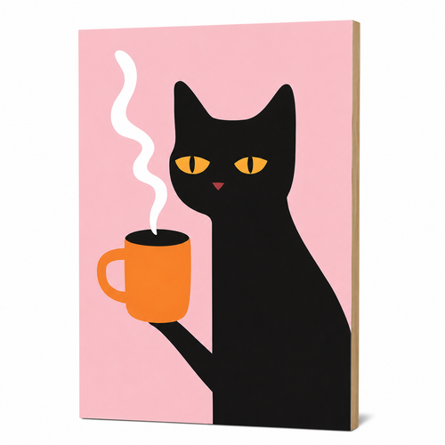 MyTinkly™-"Black Cat Drinking" Wall Photo Plank | Premium MDF, Matte Laminated | Decorative Wall Hanging for Home, Bedroom & Office (Copy)