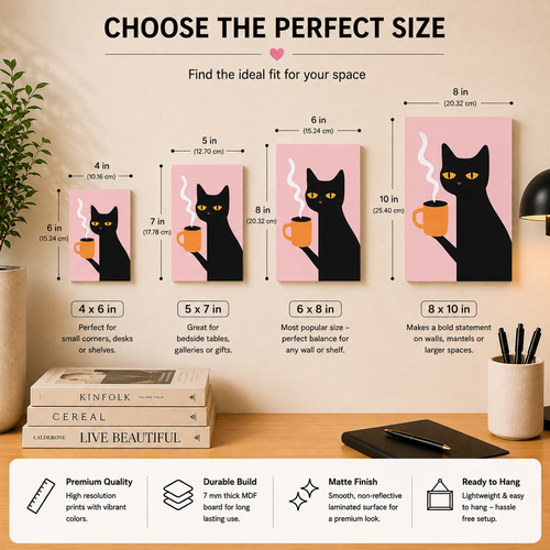 MyTinkly™-"Black Cat Drinking" Wall Photo Plank | Premium MDF, Matte Laminated | Decorative Wall Hanging for Home, Bedroom & Office (Copy)