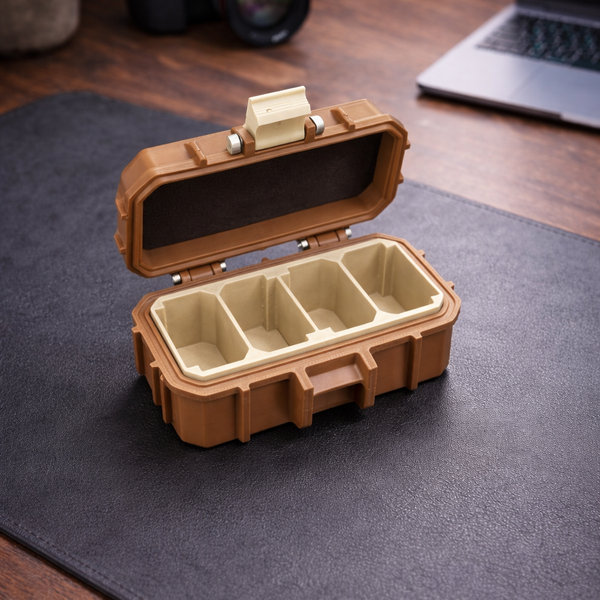 Mytinkly- 4 Slot-Camera Battery Case | Rugged Style| Battery Storage Case | Customizable