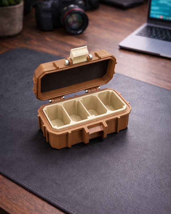 Mytinkly- 4 Slot-Camera Battery Case | Rugged Style| Battery Storage Case | Customizable