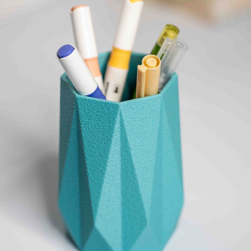 MyTinkly™-3D Printed Geometric Fuzzy Pen Stand | Minimal Desk Organizer | Modern Contour Design & Lightweight
