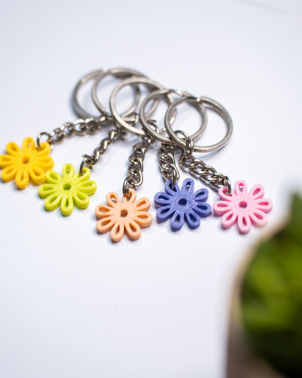 MyTinkly – Cute Flower Key Ring Set of 5 | 3D Printed Colorful Keychains | Fun Accessories for Bags, Keys & Gifts