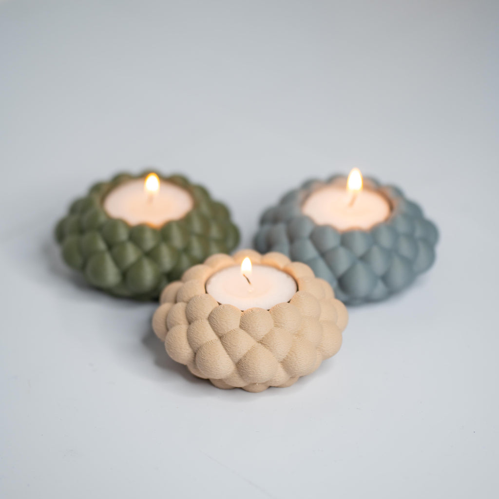 MyTinkly – Bubble Tea Light Holder | 3D Printed Set of 3 | Cute Home Decor Tealight Candle Holders for Living Room, Bedroom & Gifting