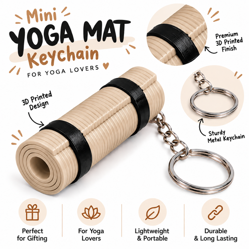 MyTinkly™ Yoga Mat Keychain | Fitness & Workout Keychain | Yoga Lover Accessories | Yoga Themed Keyring