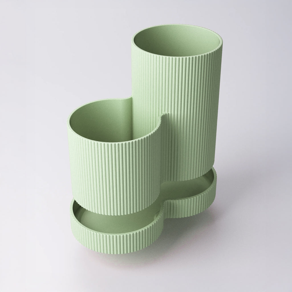 MyTinkly – Striped Dual Storage Toothbrush Holder with Tray | Cute & Hygienic Bathroom Organizer | Freestanding Stand for Toothbrushes & Paste